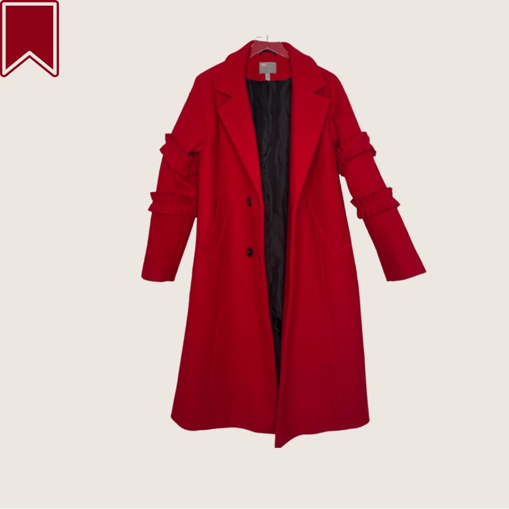 ASOS Double Breasted Coat | Sz.6 Red Accent Sleeve